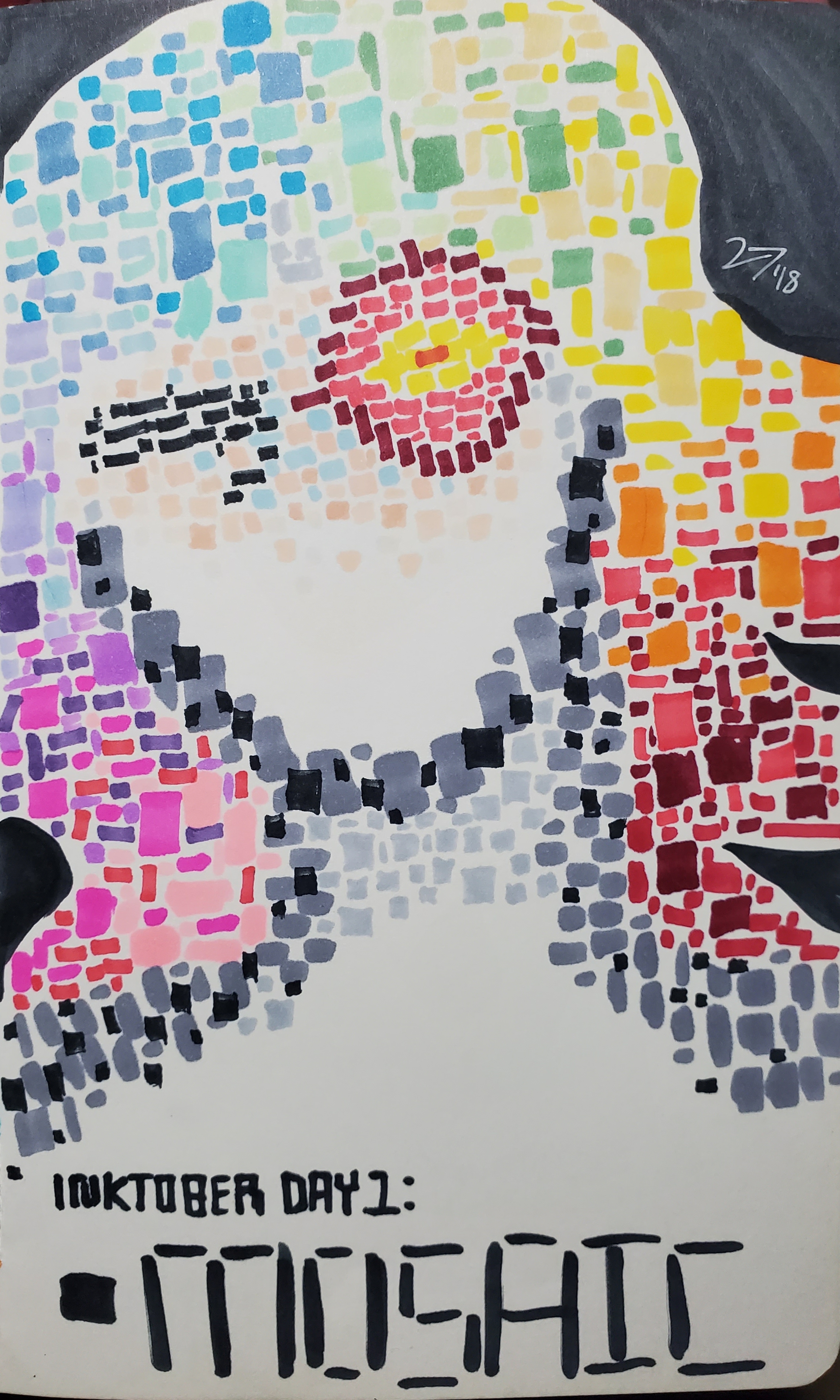 inktober 2018, self mosaic with general's eye, 2018