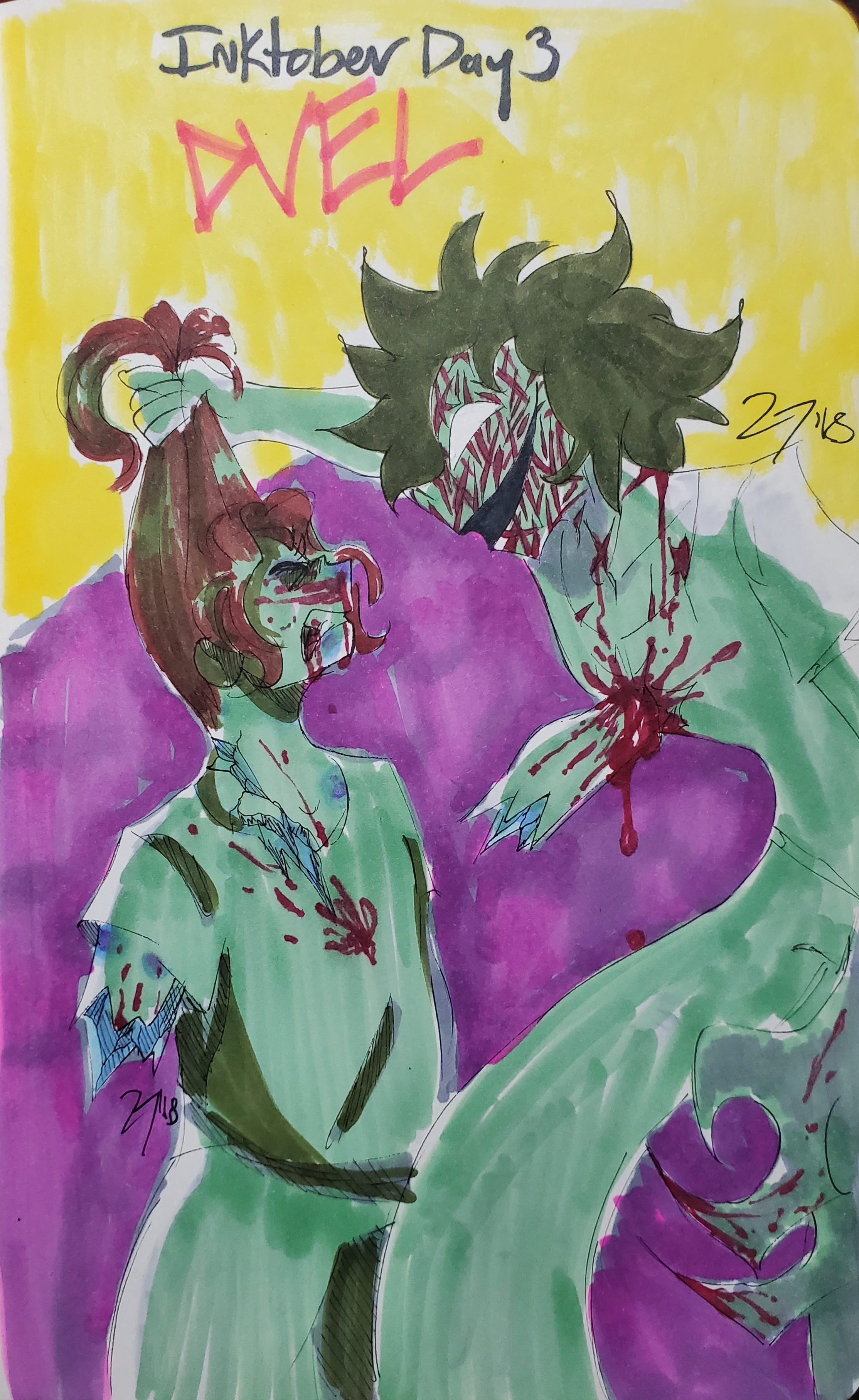 inktober, scene of The Boy vs Terror, 2018