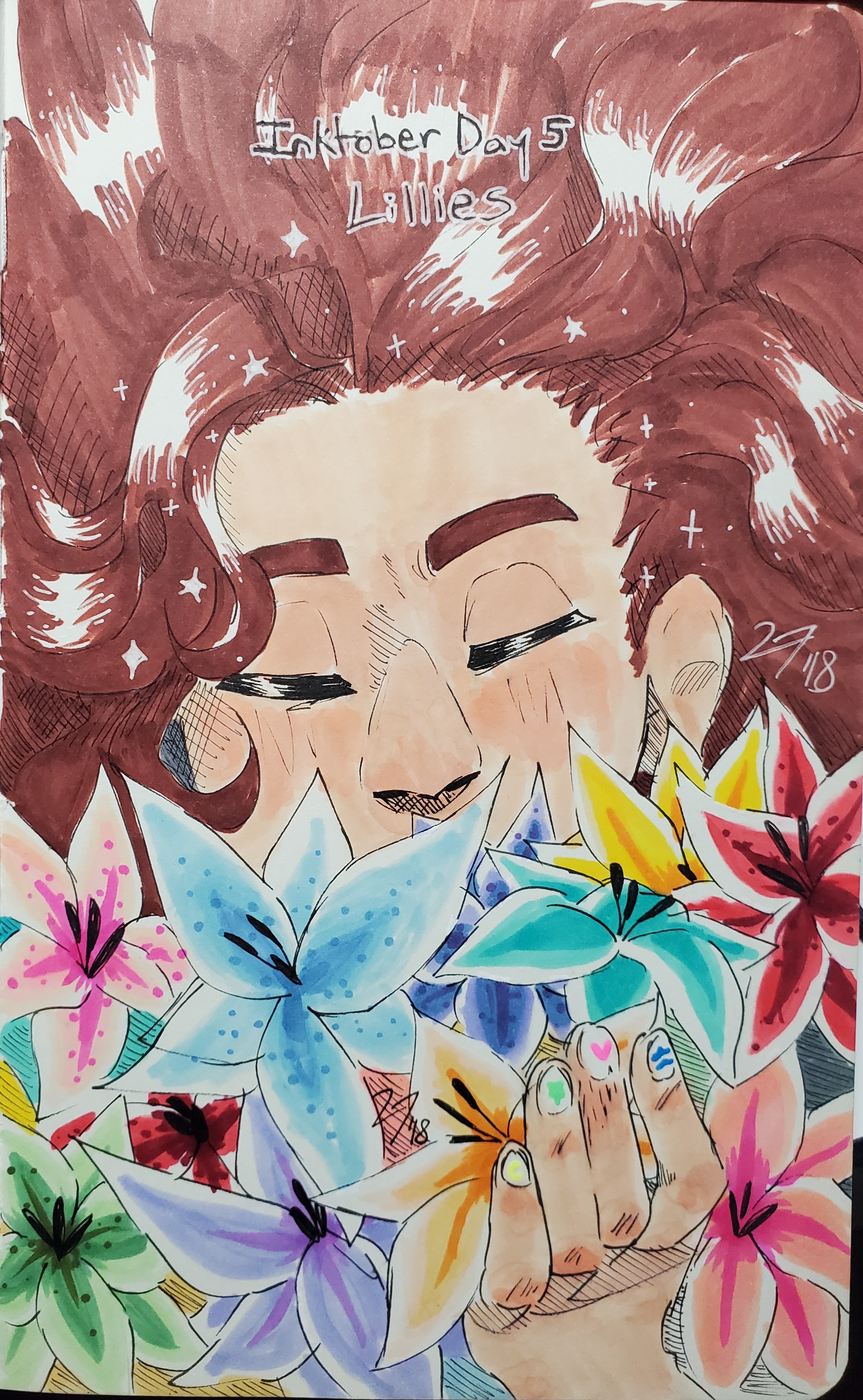 The Boy with lillies, colored, 2018